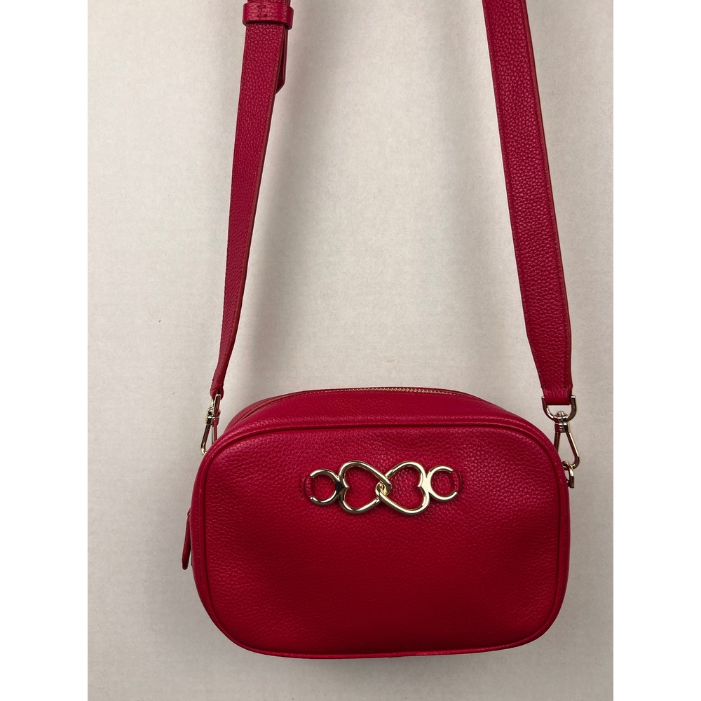 Kate Spade New York Knott Interlocking Hearts Red Leather Crossbody Camera Bag